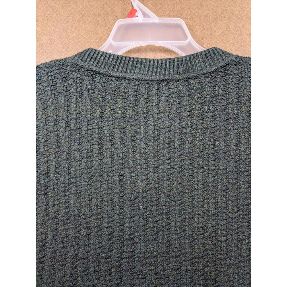 Bill Blass Menswear Henley Sweater XL Green Textured Cotton Blend Knit USA Made - Picture 6 of 8